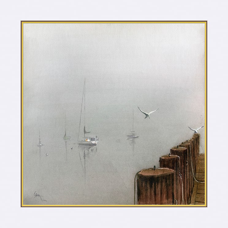 Boats in Fog by Erna Tunno