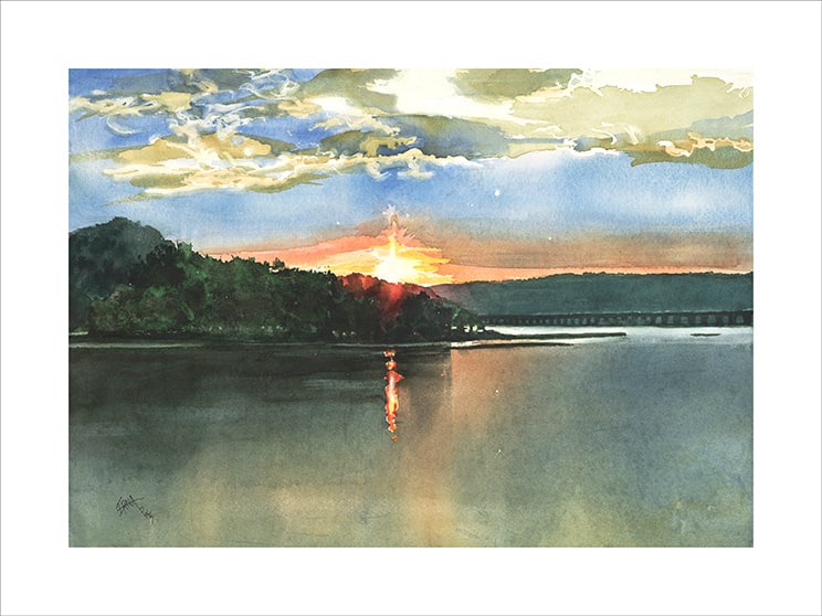 Sunset over Susquehanna by Erna Tunno
