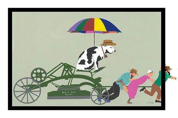 Cow on a Plow by Whispering Creek Studios