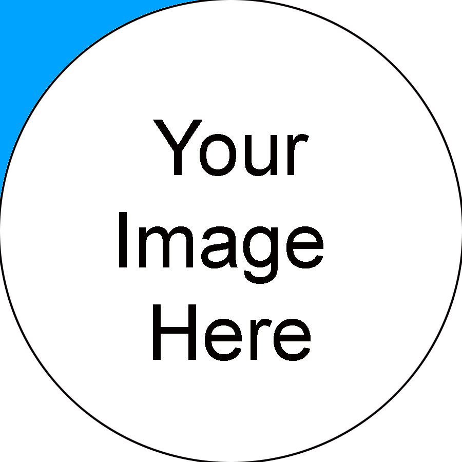 Circular template showing where your own photo or artwork can be printed