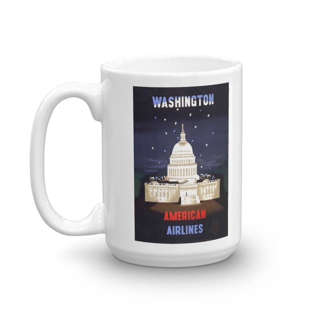Washington D.C. Ceramic Mug: Capitol Building & American Airlines view 5
