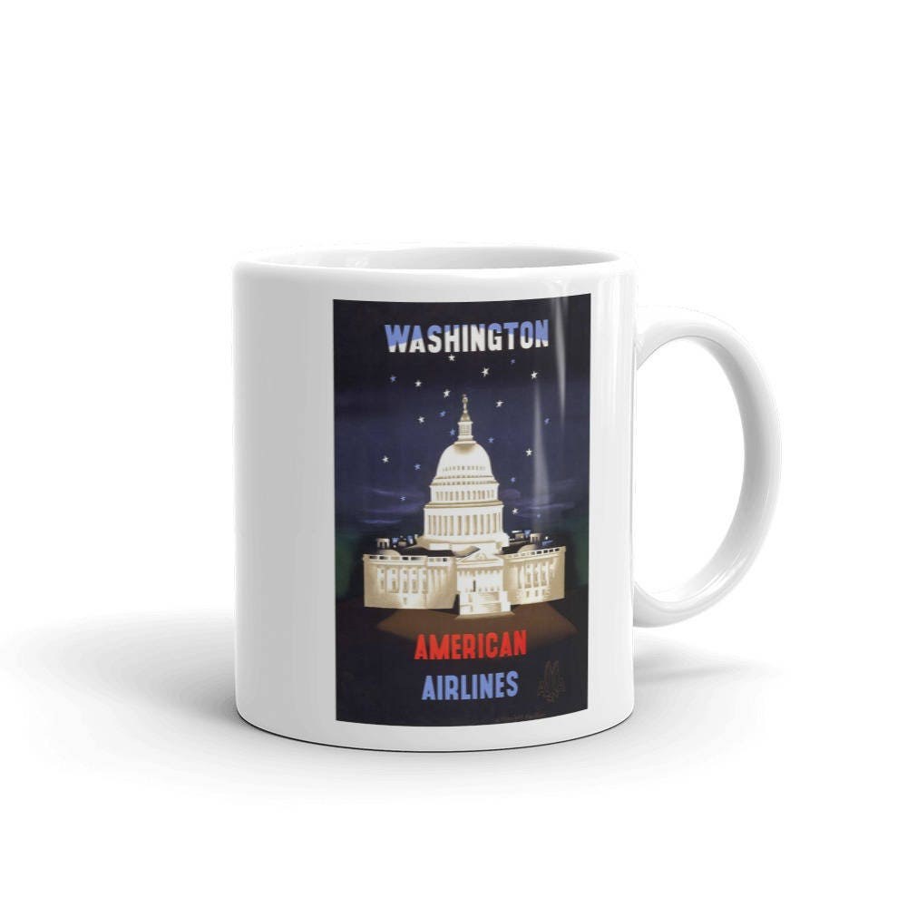 Washington D.C. Ceramic Mug: Capitol Building & American Airlines
