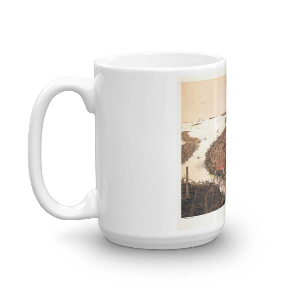 Coffee Mug - Panoramic Map or Boston 1877 view 5