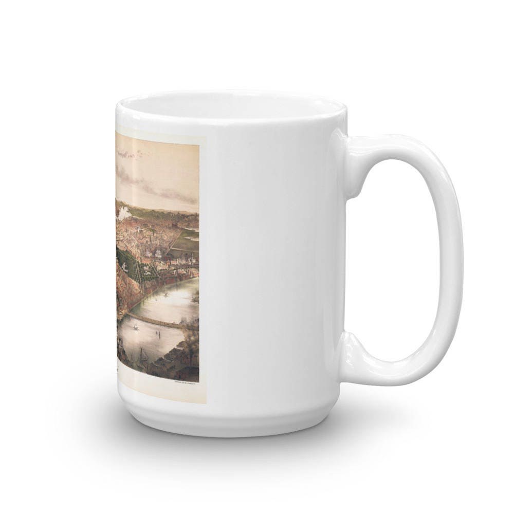 Coffee Mug - Panoramic Map or Boston 1877 view 4