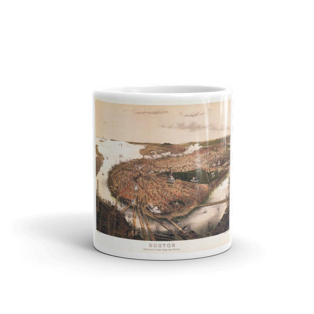 Coffee Mug - Panoramic Map or Boston 1877 view 3