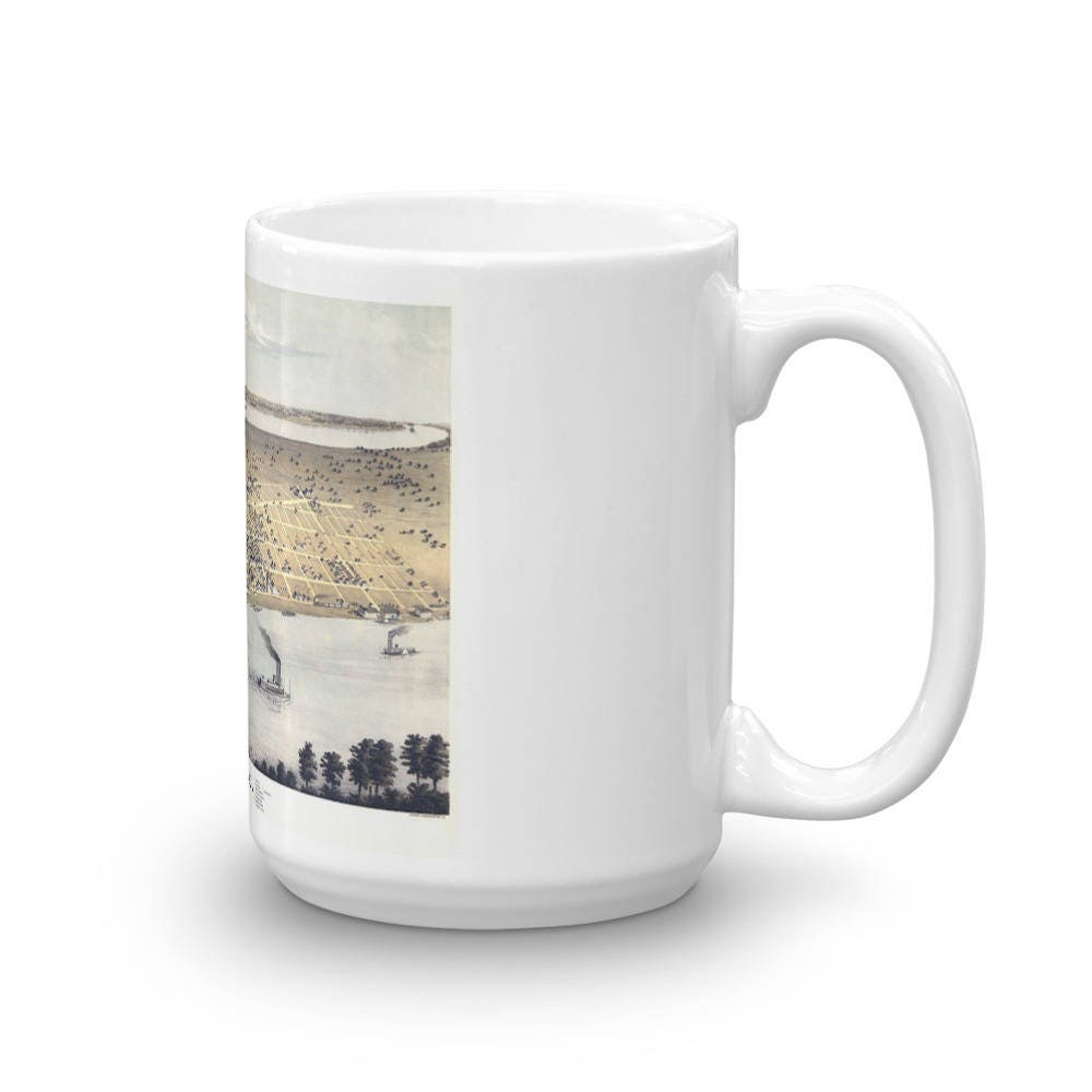 Coffee Mug - Panoramic Map of Cairo Illinois 1867 view 4