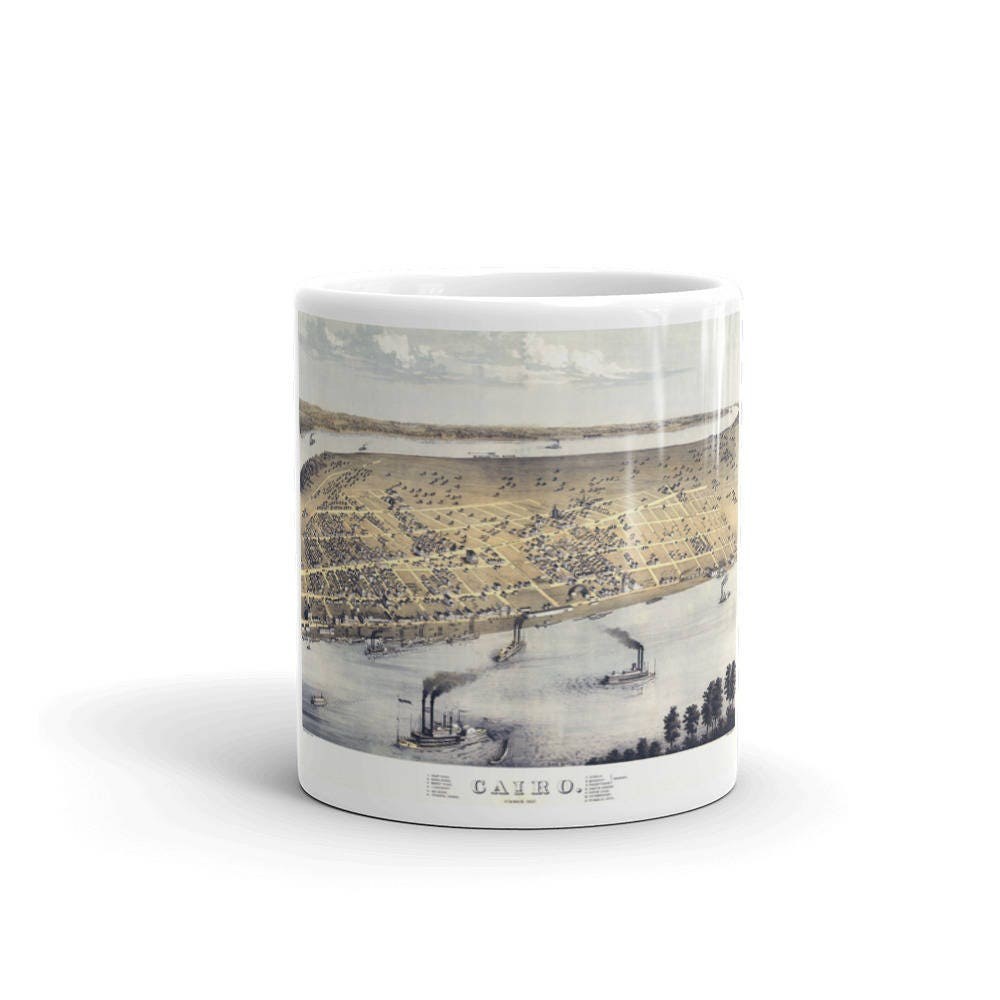 Coffee Mug - Panoramic Map of Cairo Illinois 1867 view 3