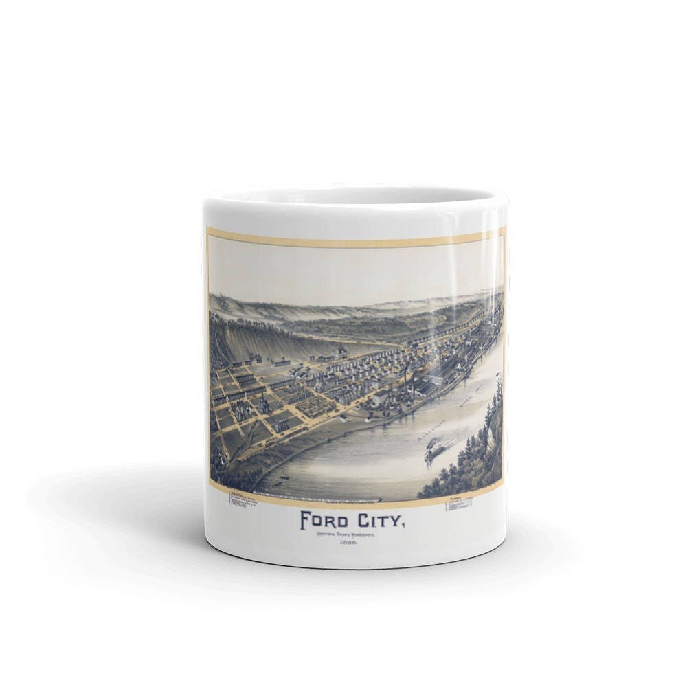Coffee Mug - Panoramic Map of Ford City Pennsylvania 1896 view 3