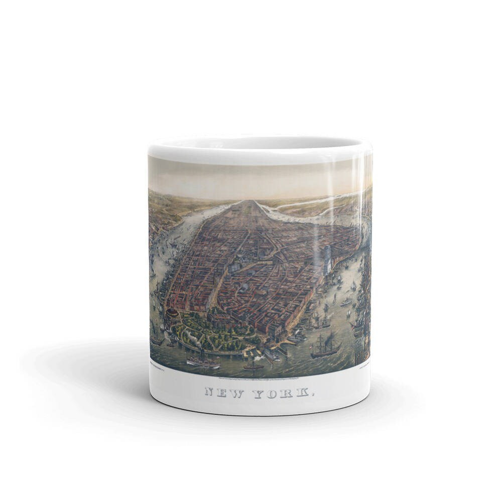 Coffee Mug - Panoramic Map of New York 1873 view 3