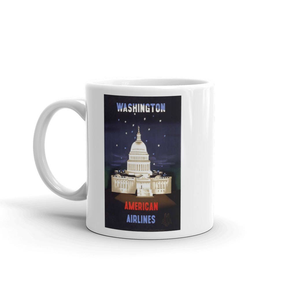 Washington D.C. Ceramic Mug: Capitol Building & American Airlines view 2