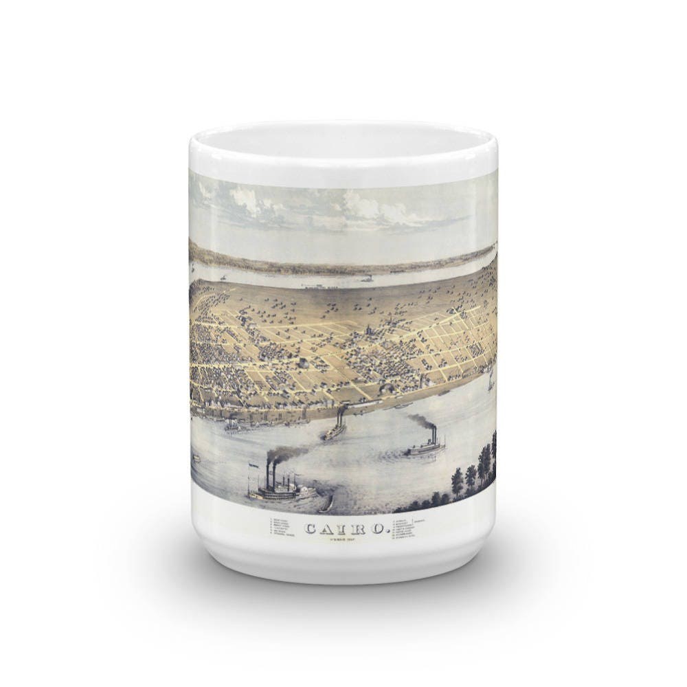 Coffee Mug - Panoramic Map of Cairo Illinois 1867 view 6