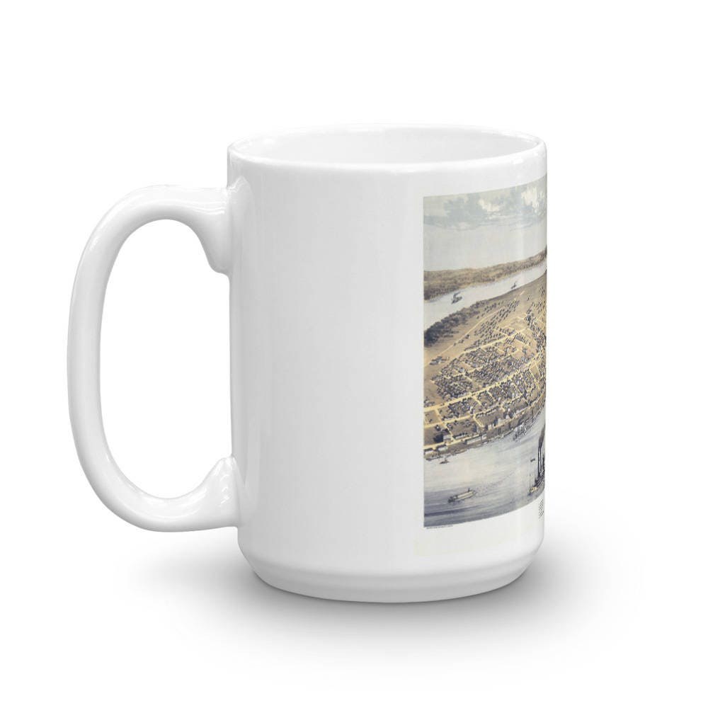 Coffee Mug - Panoramic Map of Cairo Illinois 1867 view 5