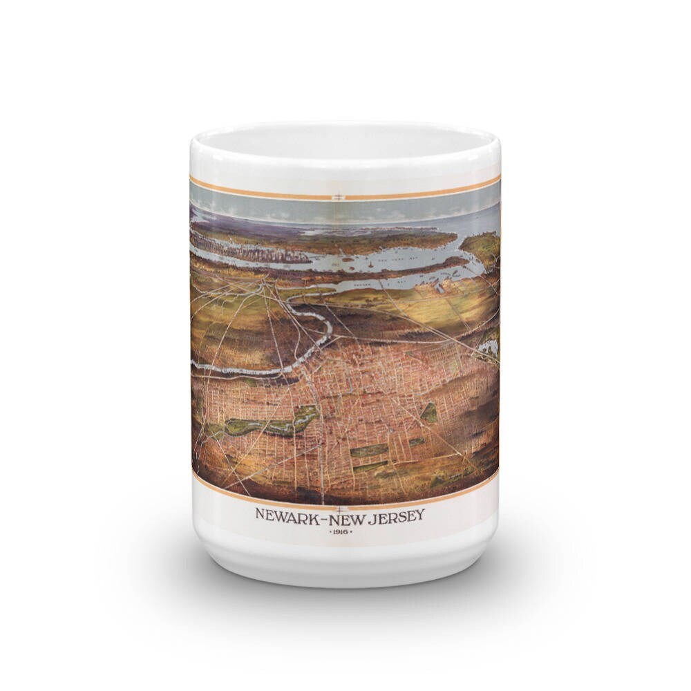 Coffee Mug - Panoramic Map of Newark New Jersey 1916 view 6