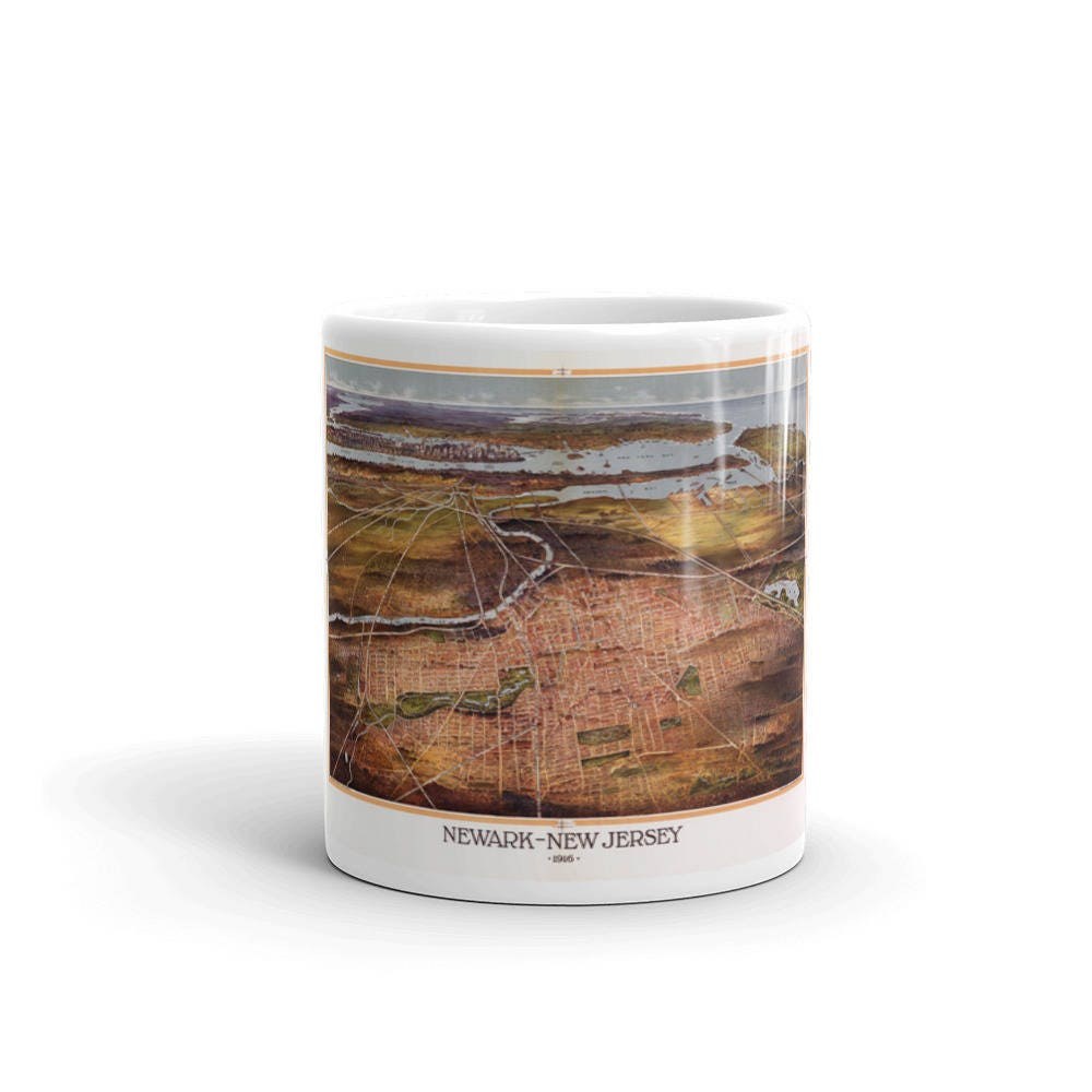 Coffee Mug - Panoramic Map of Newark New Jersey 1916 view 3