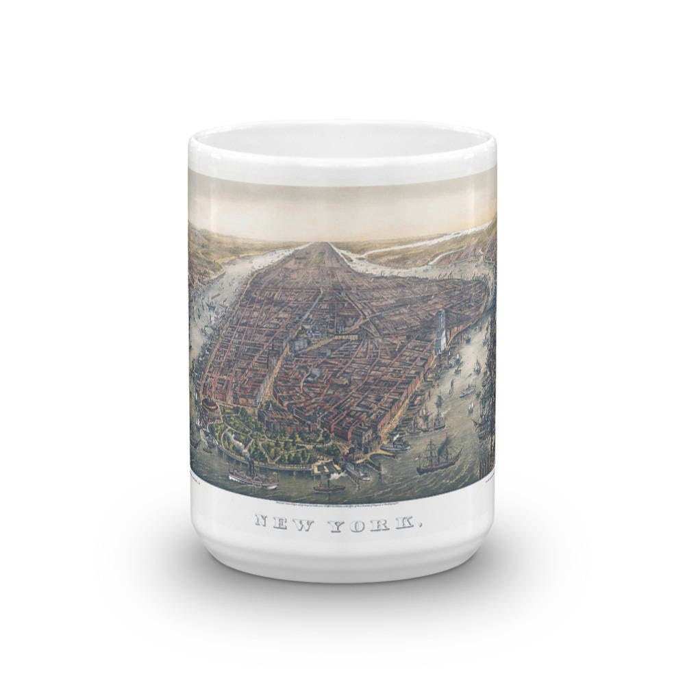 Coffee Mug - Panoramic Map of New York 1873 view 6