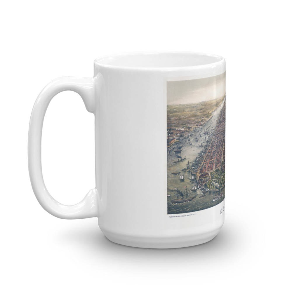 Coffee Mug - Panoramic Map of New York 1873 view 5
