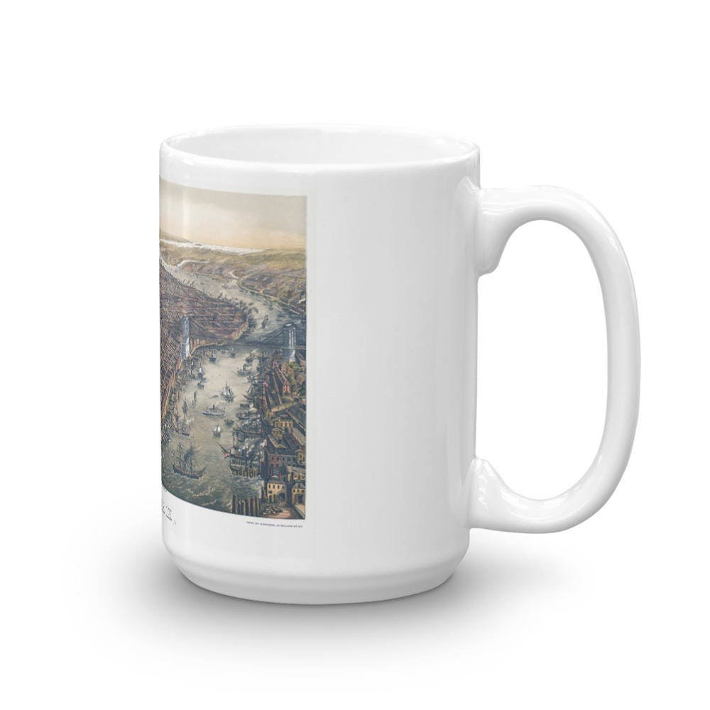 Coffee Mug - Panoramic Map of New York 1873 view 4