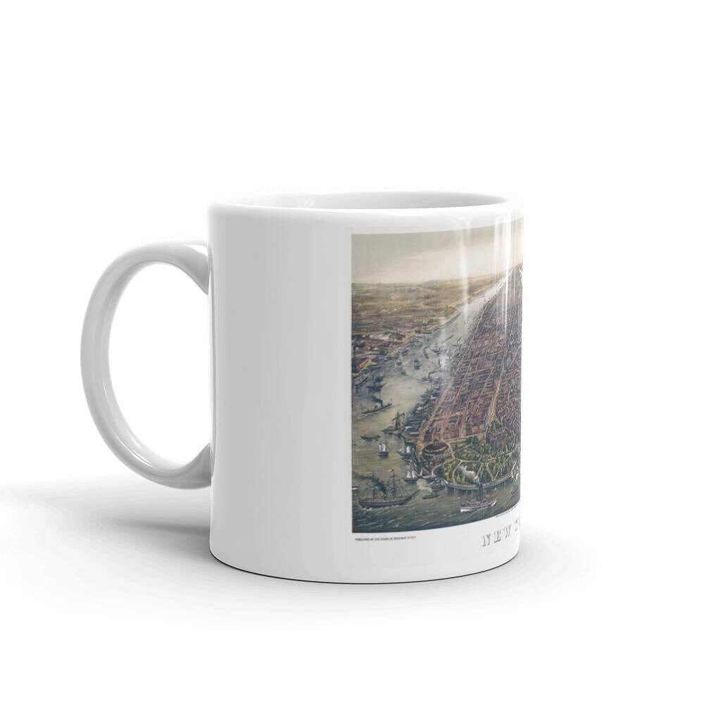 Coffee Mug - Panoramic Map of New York 1873 view 2