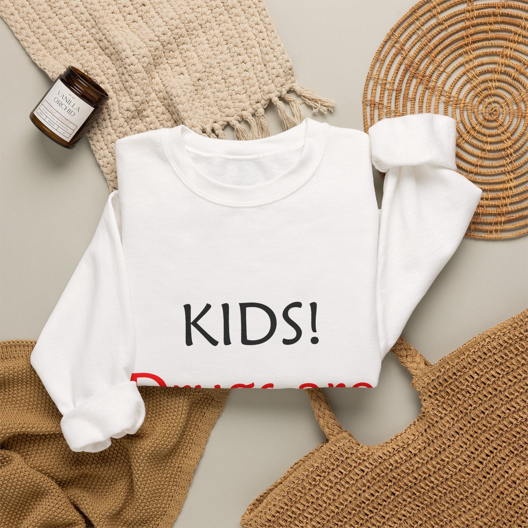 Kids! Drugs Are Poison! Crewneck Sweatshirt — Anti-Drug Awareness Crewneck