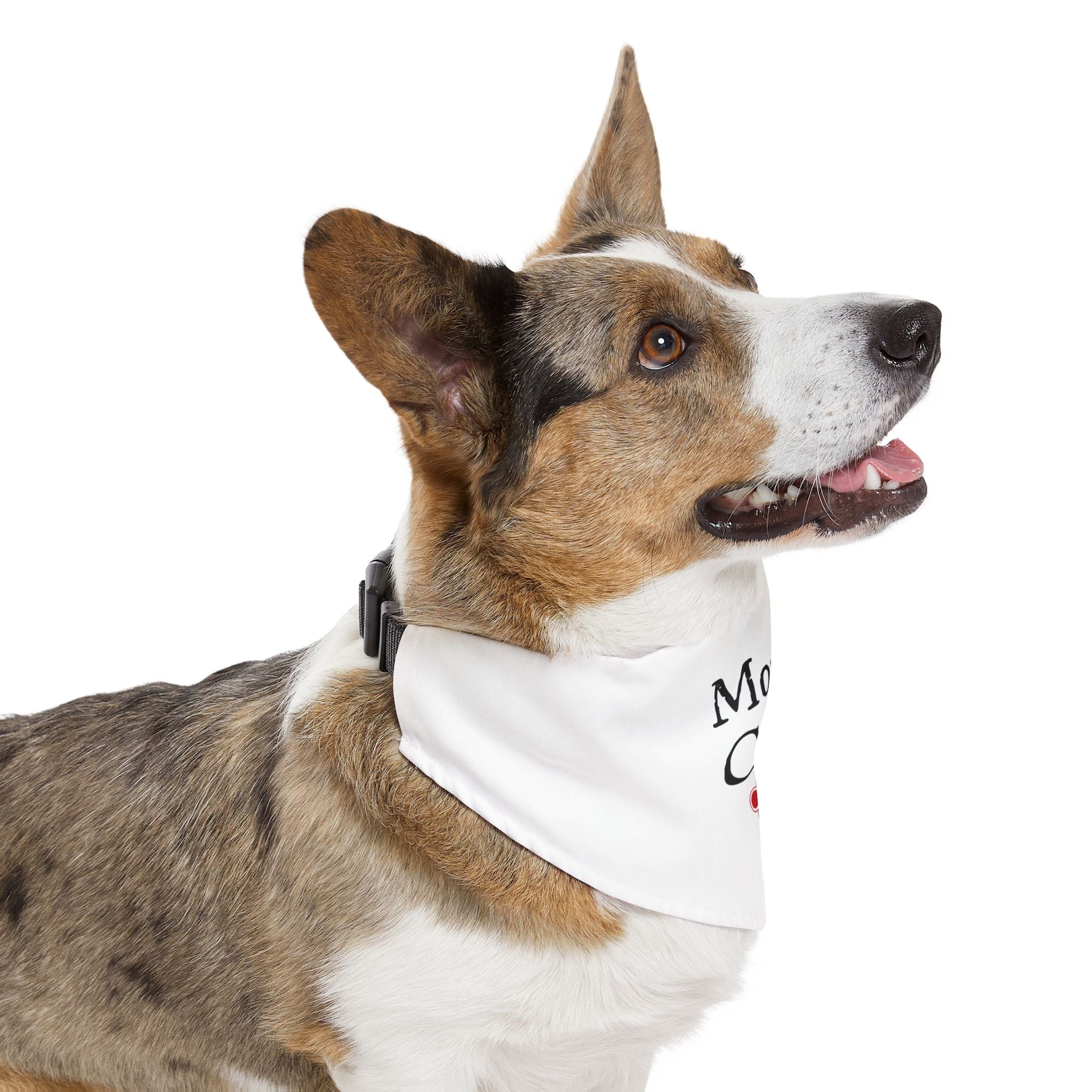 Mom's Crew Pet Bandana Collar — White Dog Bandana with Red Paw