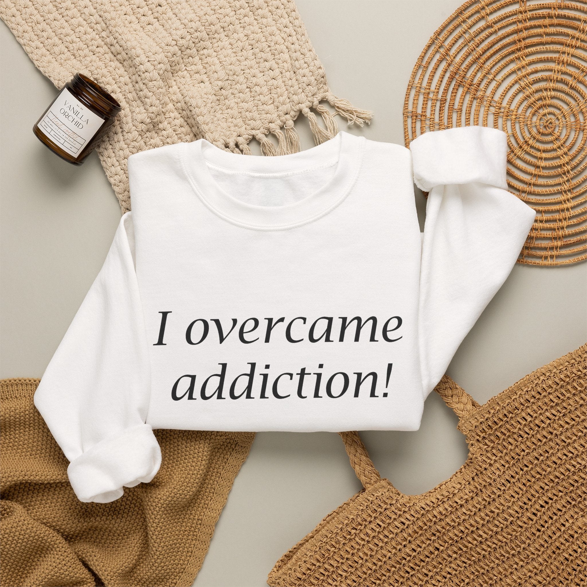 Recovery Crewneck Sweatshirt - "I Overcame Addiction! Follow Me Into Recovery"