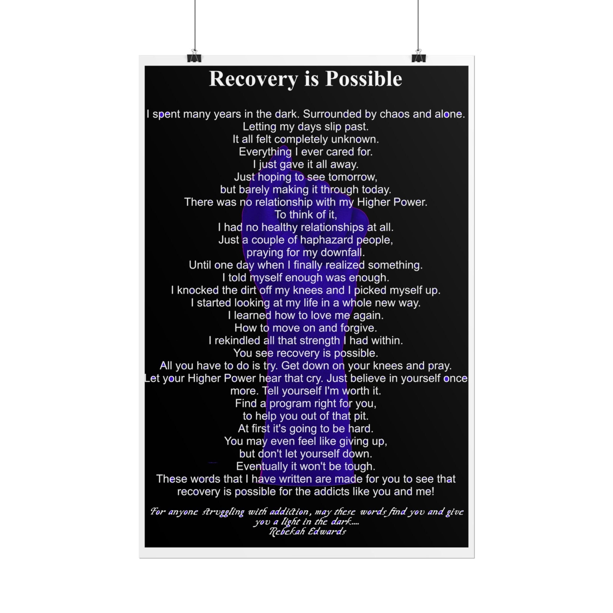 Recovery Inspirational Poster — "I Told Myself Enough" Rolled Poster