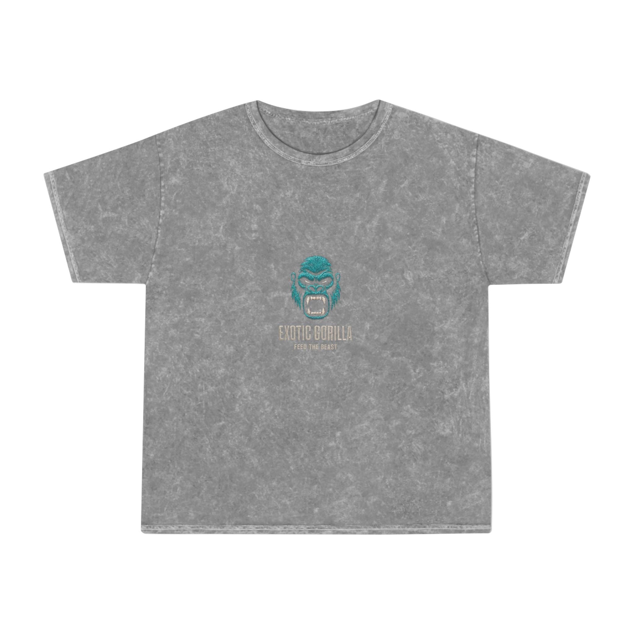 Mineral Wash T‑Shirt , Teal Gorilla 'Exotic World' Vintage Logo