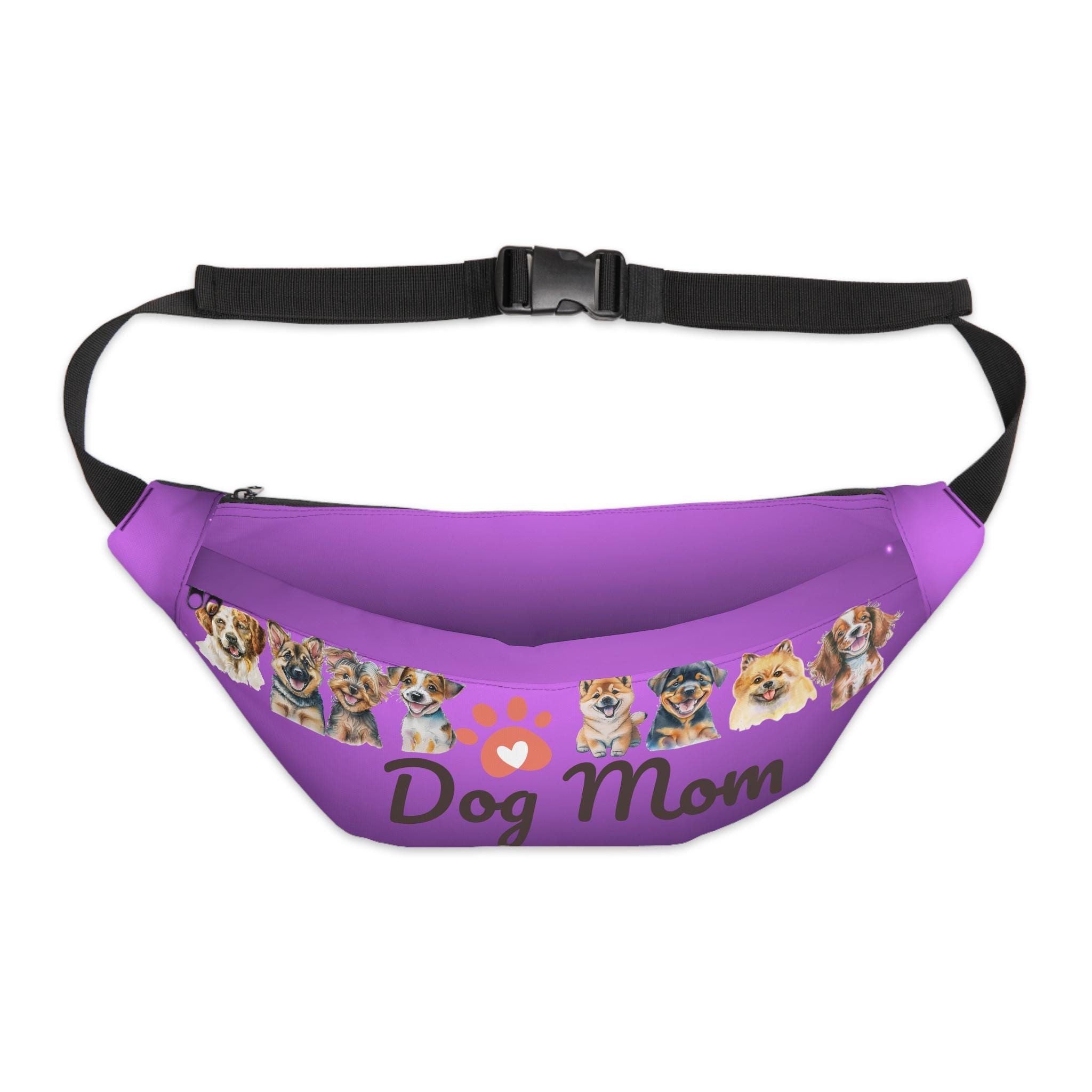 Dog Mom paw hearts design Fanny Pack | Purple dog mom waist bag