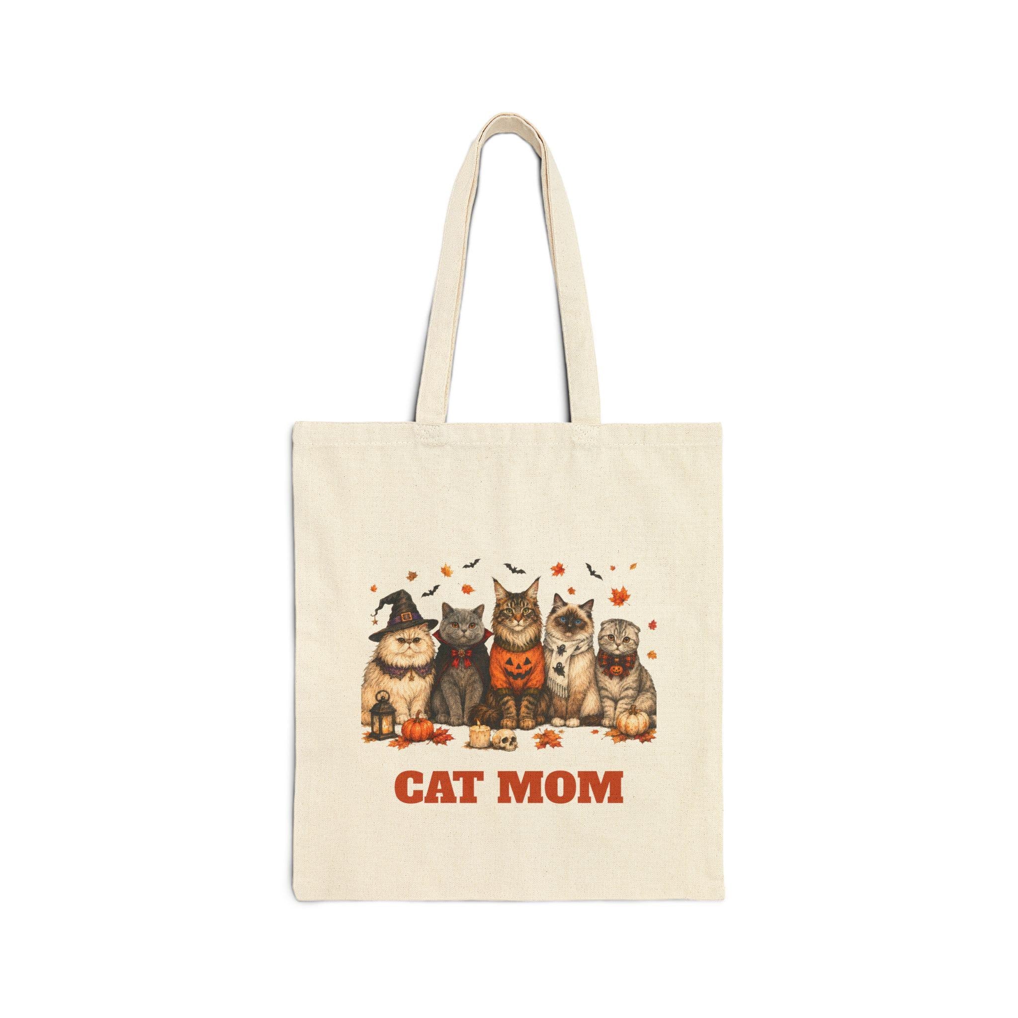 Cat Mom Halloween Cats tote bag | Canvas Tote, Pumpkin Cat Design