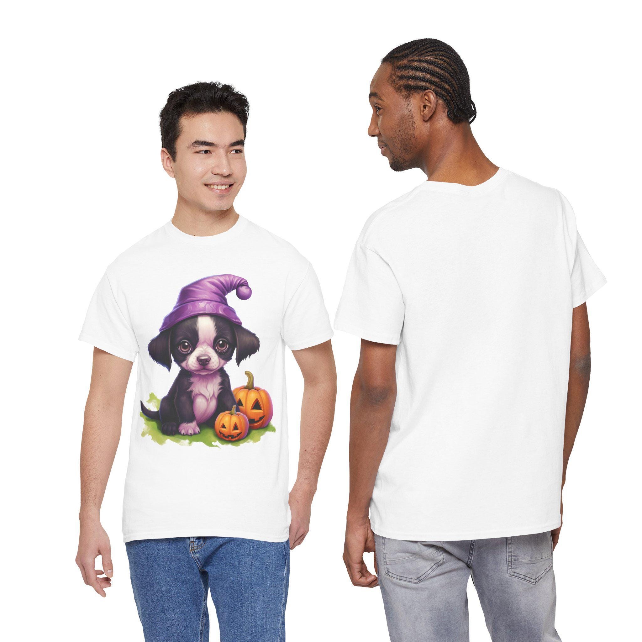 Cute Puppy in Witch Hat T-Shirt | Halloween Jack-O'-Lanterns