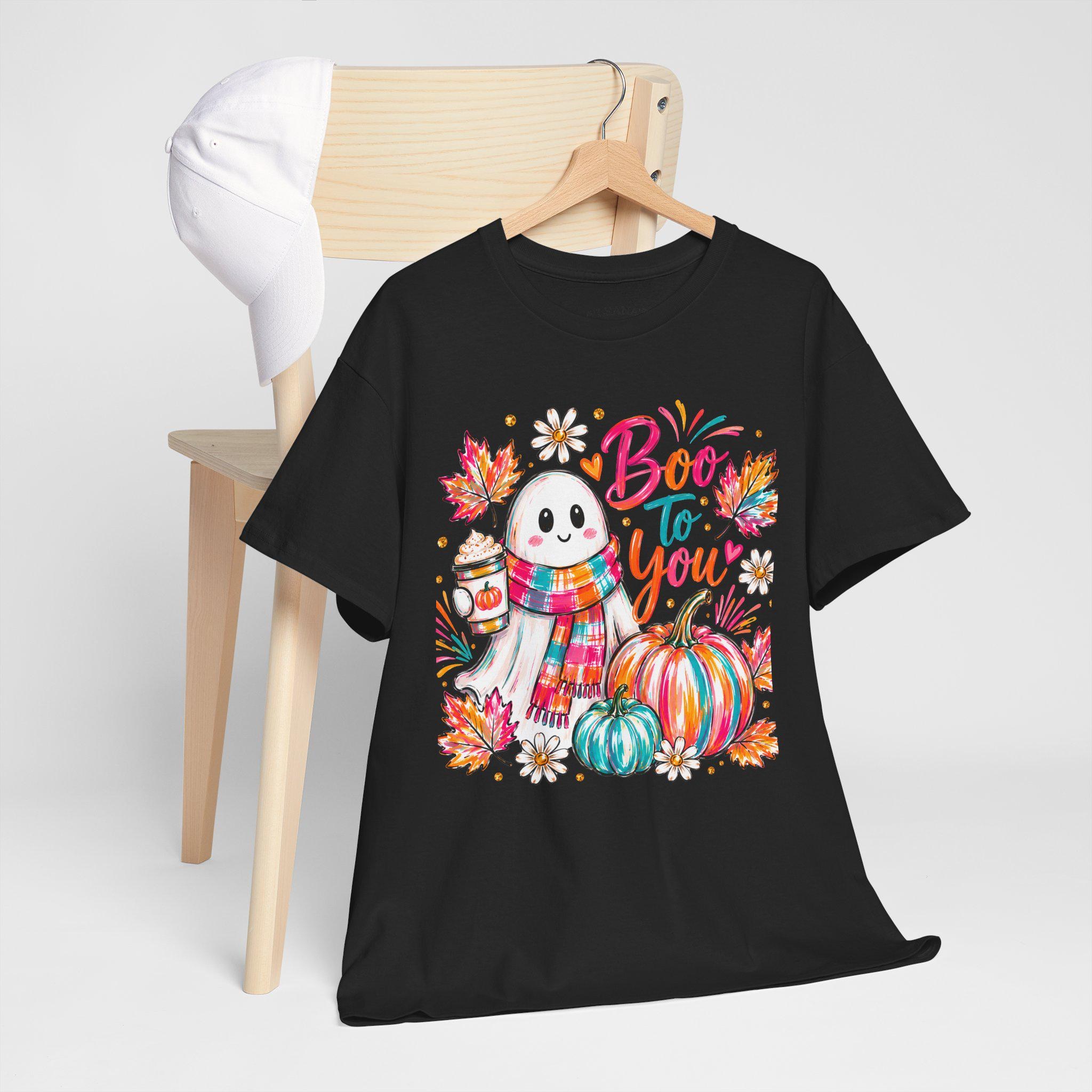 Boo to You ghost with pumpkins T-Shirt | Fall Halloween design| Cozy Comfort Halloween T-shirt