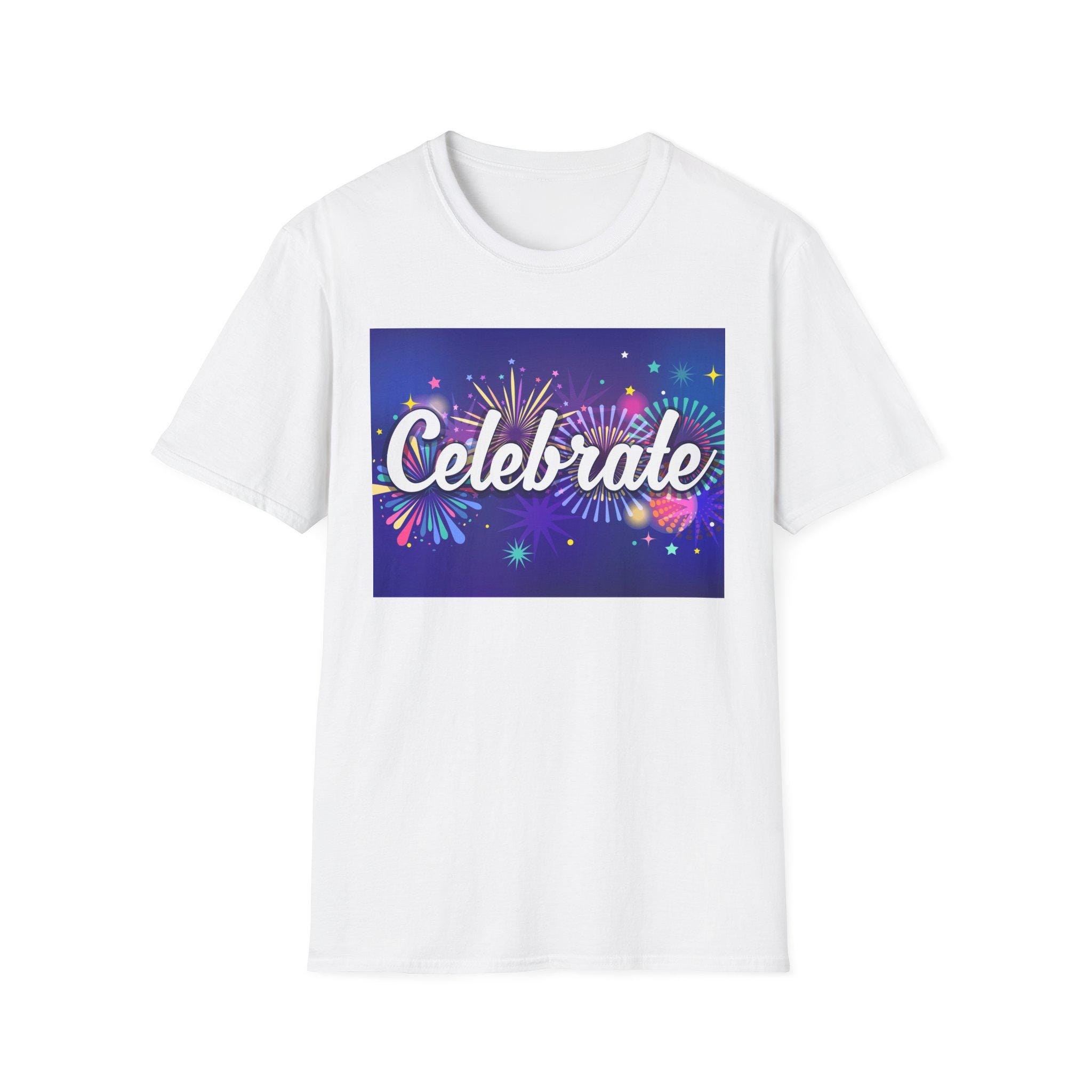 Celebrate Fireworks T-Shirt | Festive Script Typography