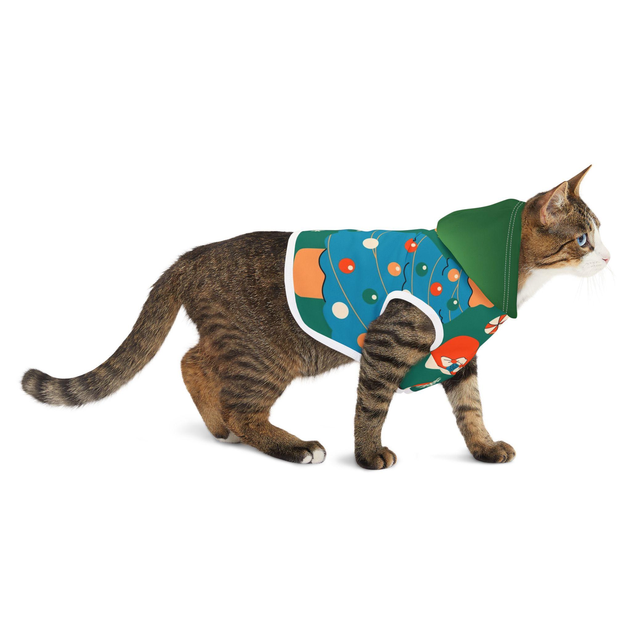Cute Christmas Dogs Pet Hoodie | Holiday Tree Candy Cane Paw Print