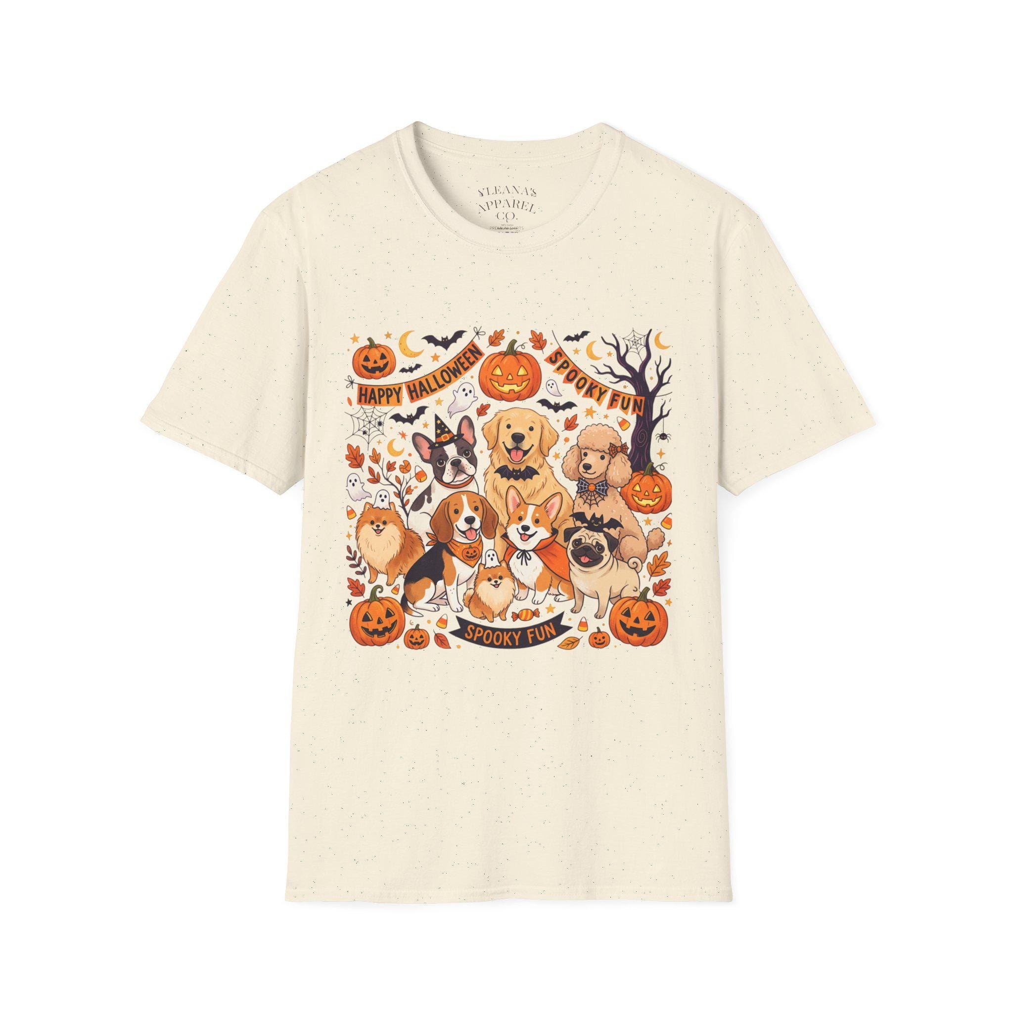 Cute Halloween Dogs T-Shirt | Jack O'Lanterns, Pumpkins, Autumn Pups