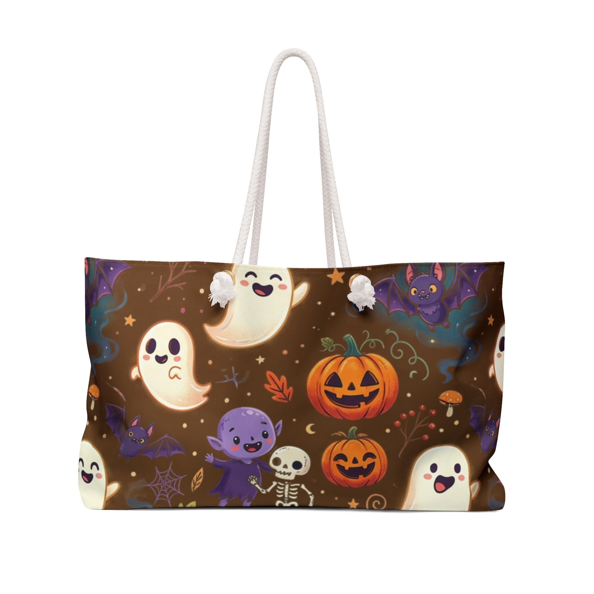 Cute Halloween Ghosts Pumpkins Weekender Bag | Spooky Cartoon Pattern
