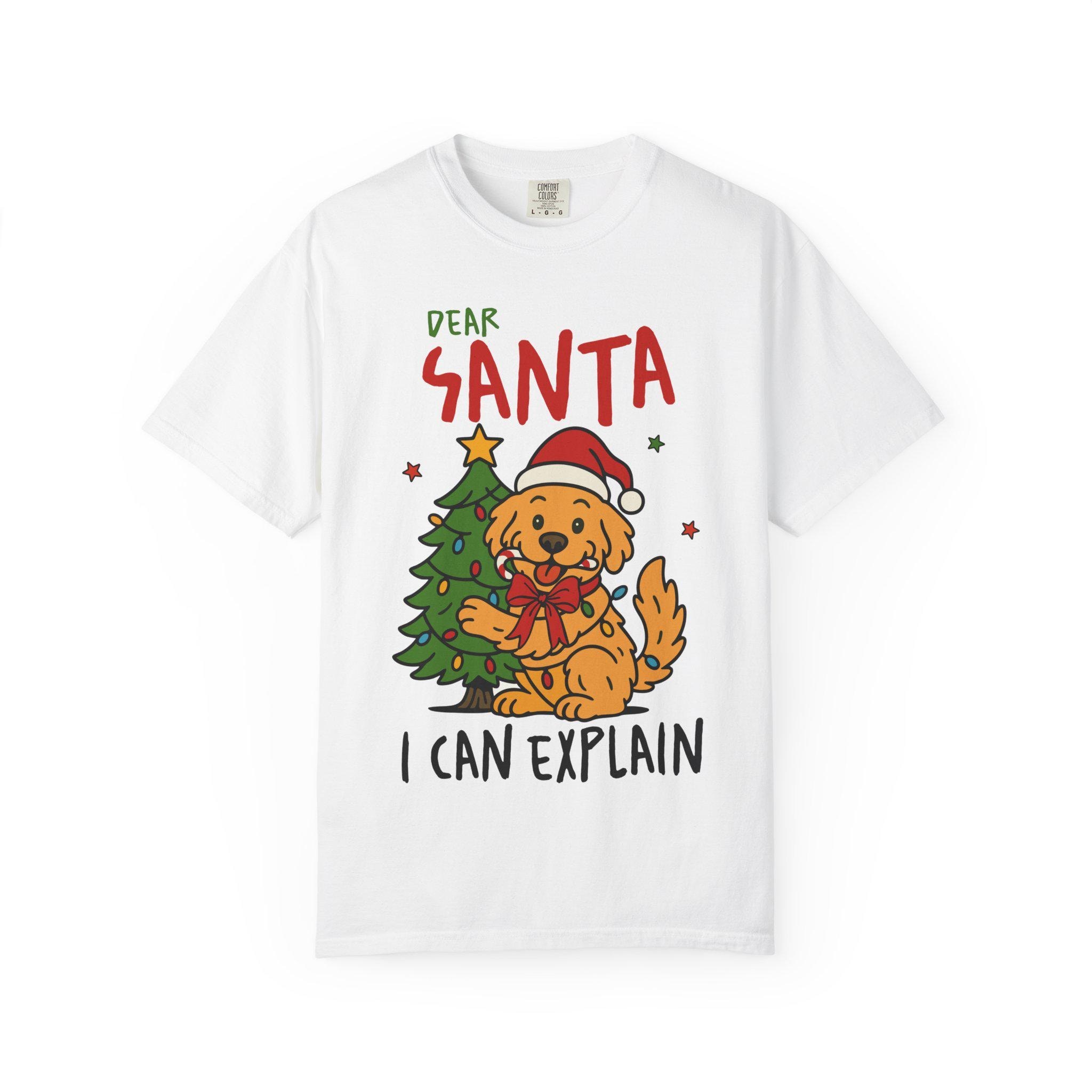 Dear Santa I Can Explain dog Christmas T-shirt | Cute Golden Retriever holiday tee