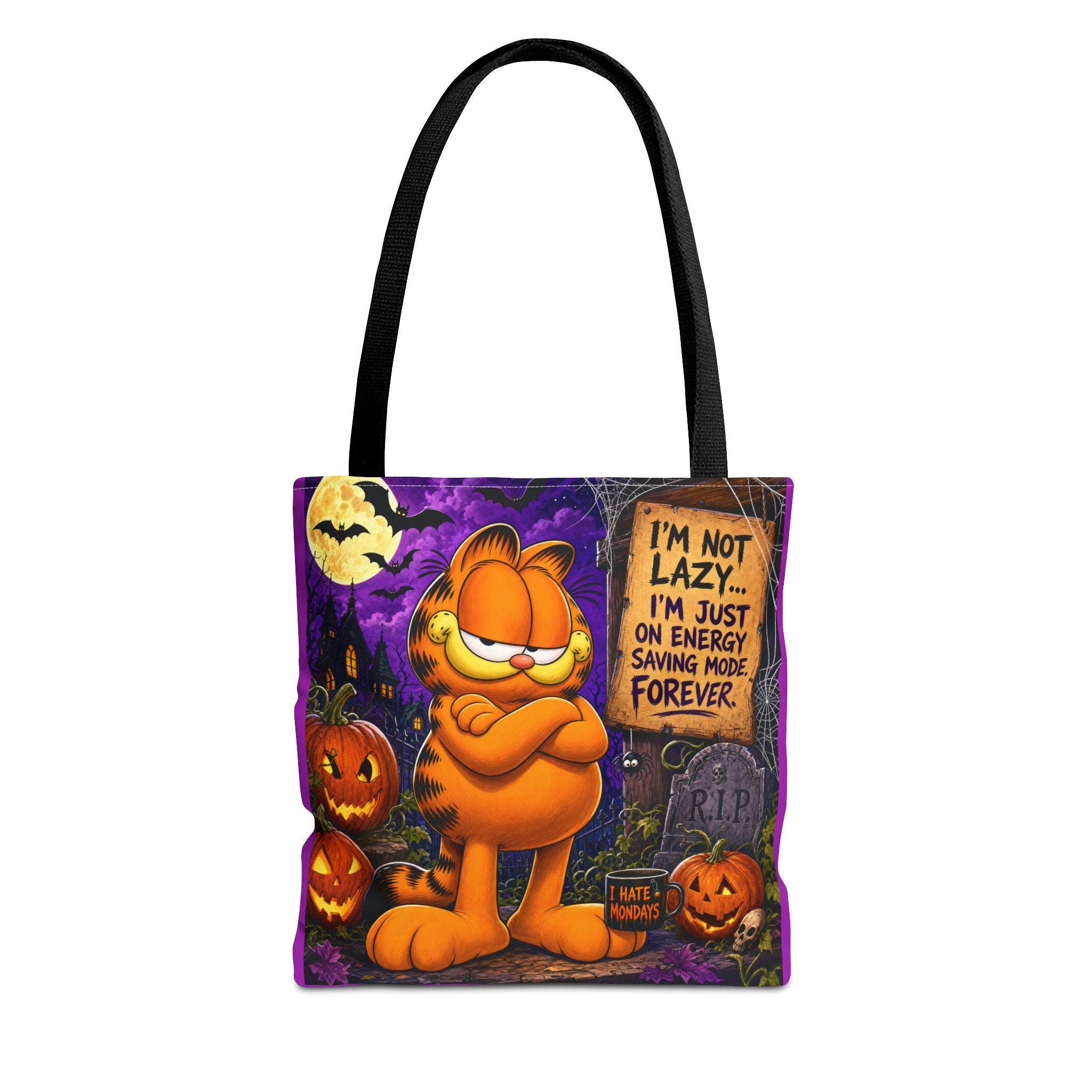 Garfield Halloween scene Tote Bag | Funny spooky pumpkins cemetery