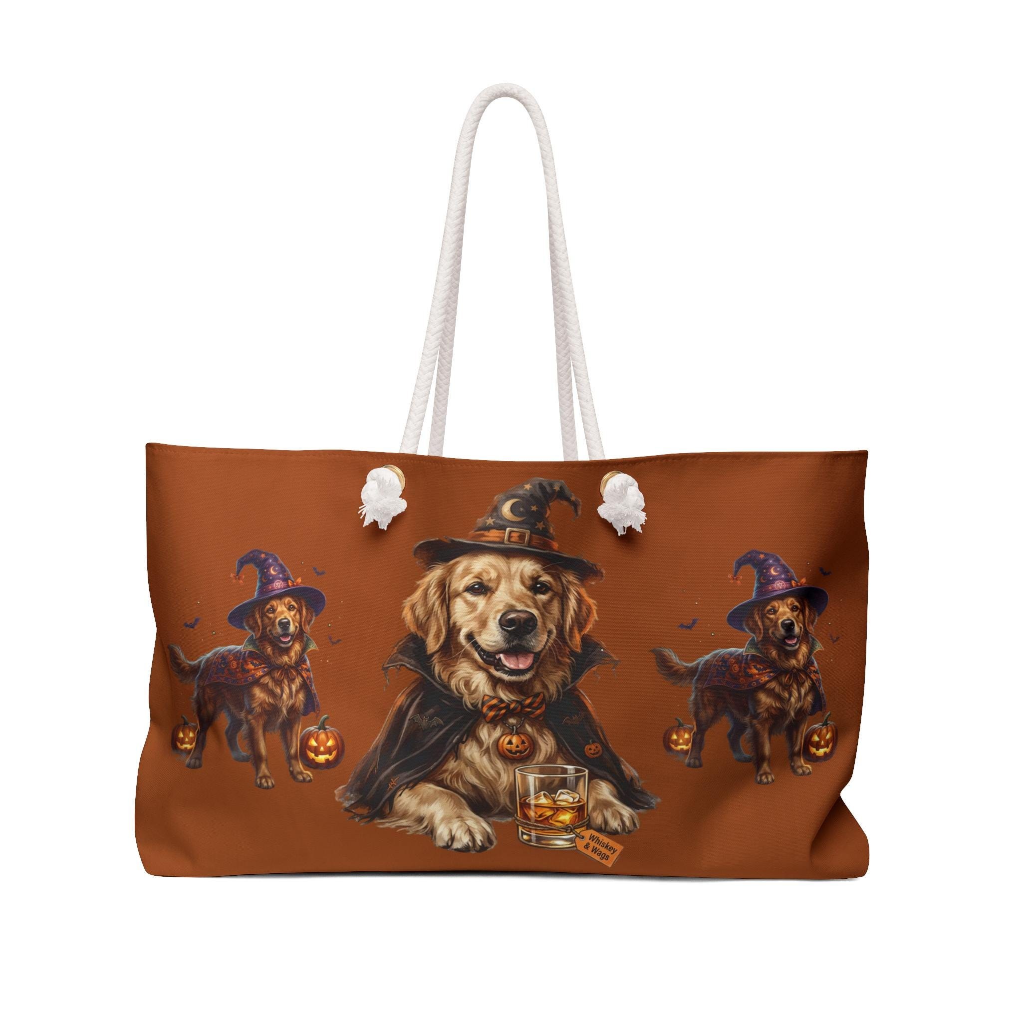 Golden Retriever Witch Weekender Bag | Halloween Pumpkin Dog Tote