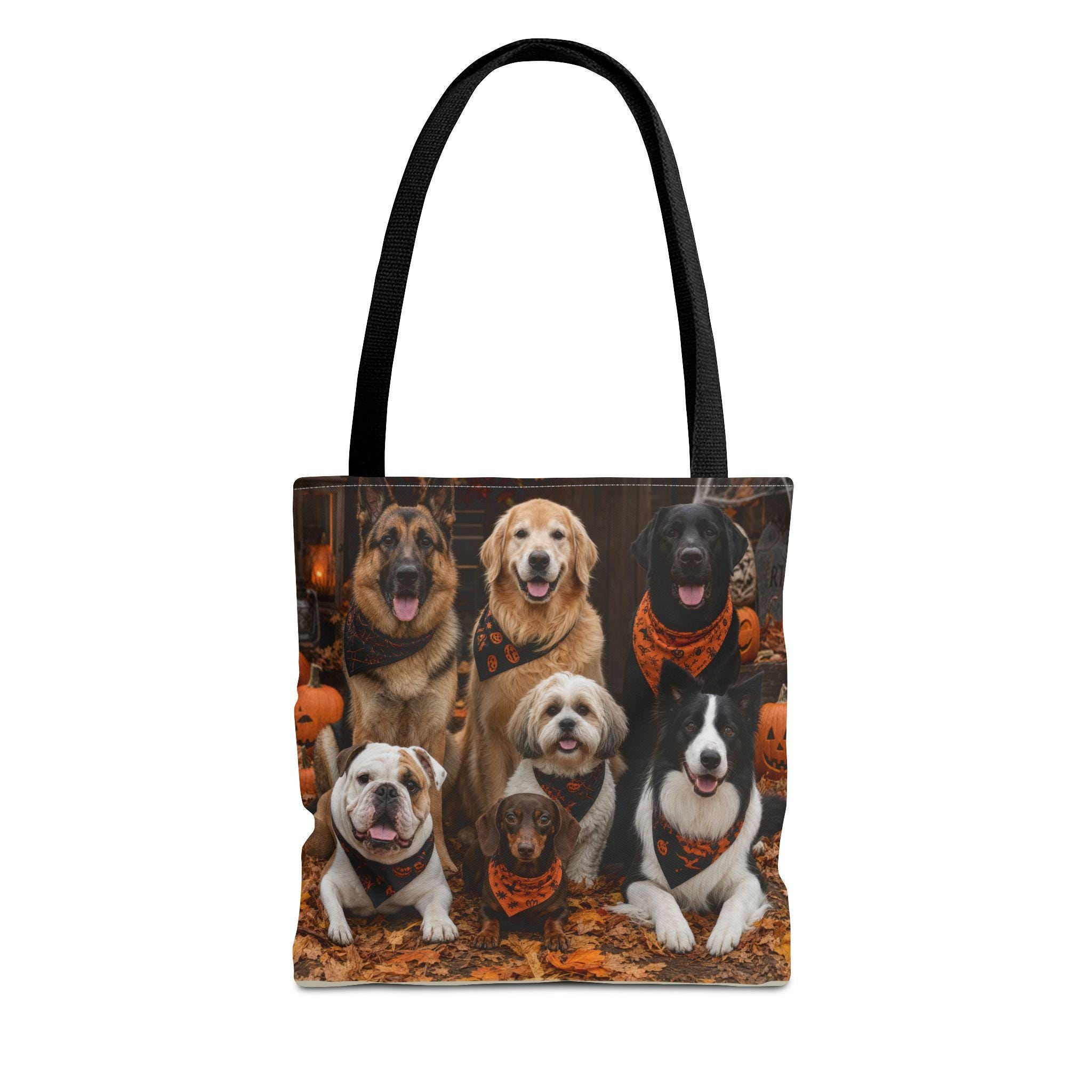 Group of Dogs Fall Portrait Tote | Halloween Pumpkin Puppies