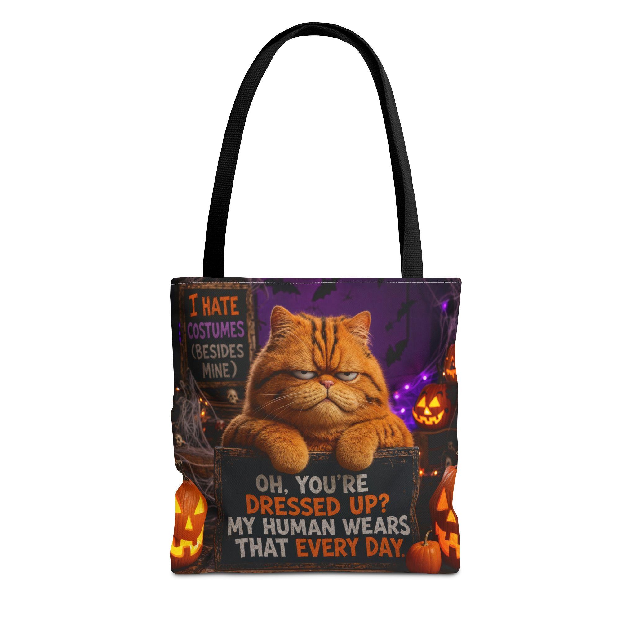 Grumpy Cat Halloween Tote Bag, Funny Halloween Cat Bag, Pumpkin Cat Tote, Cat Lover Gift, Sarcastic Halloween Gift