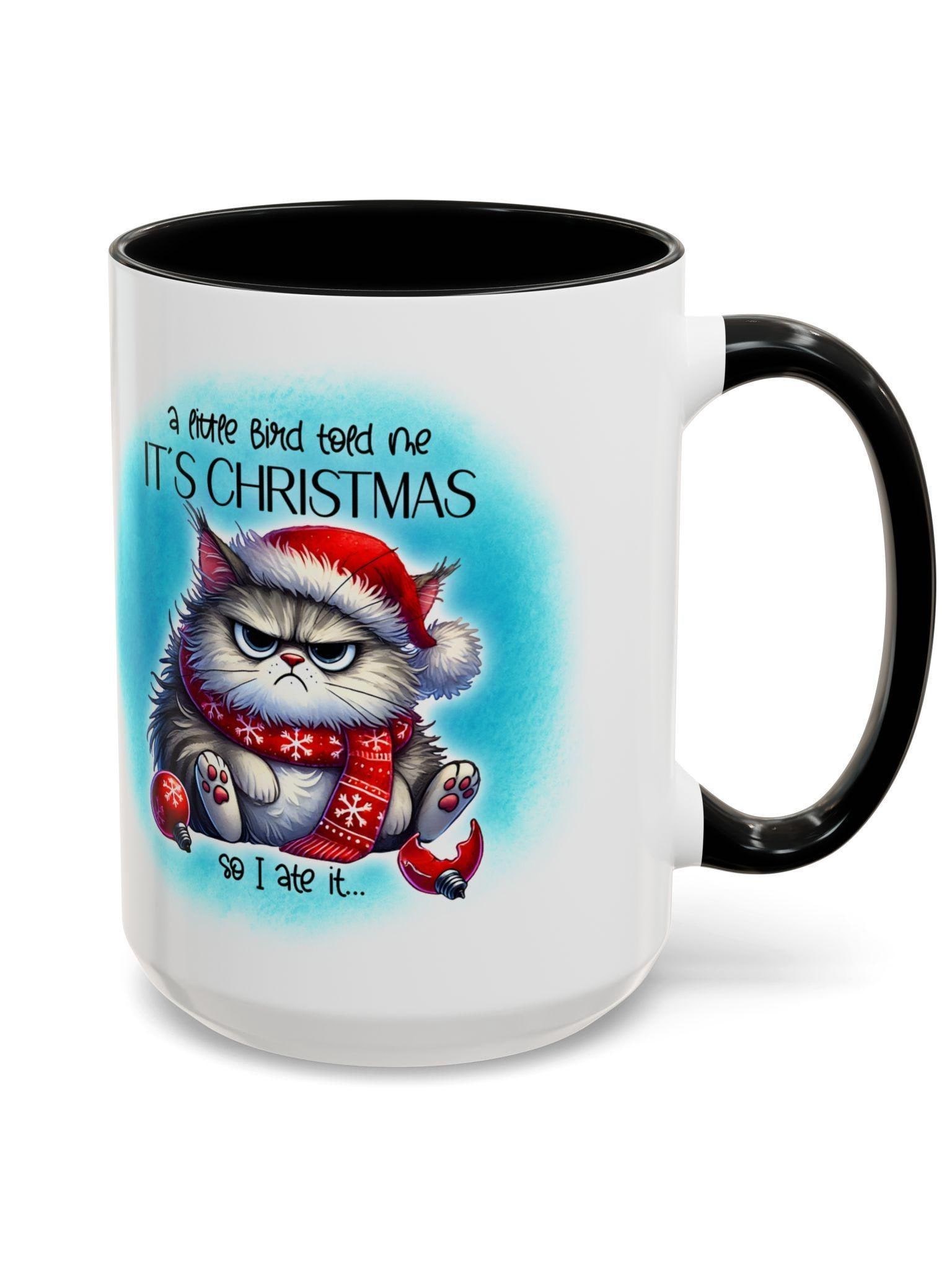 Grumpy Cat in Santa Hat Accent Mug | Christmas Cat Coffee Mug