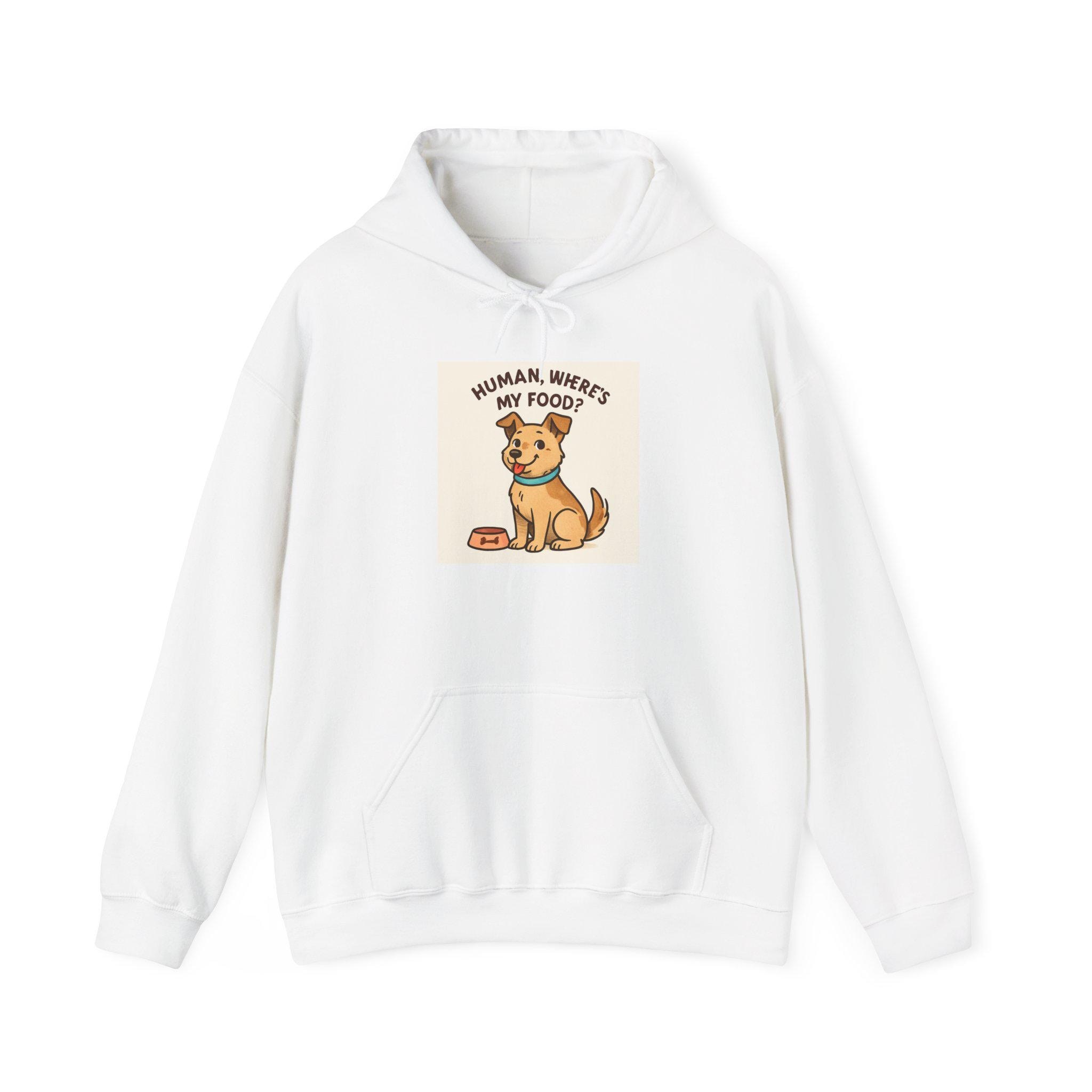 Hungry Puppy Illustration Hoodie | "Human, Where's My Food?"