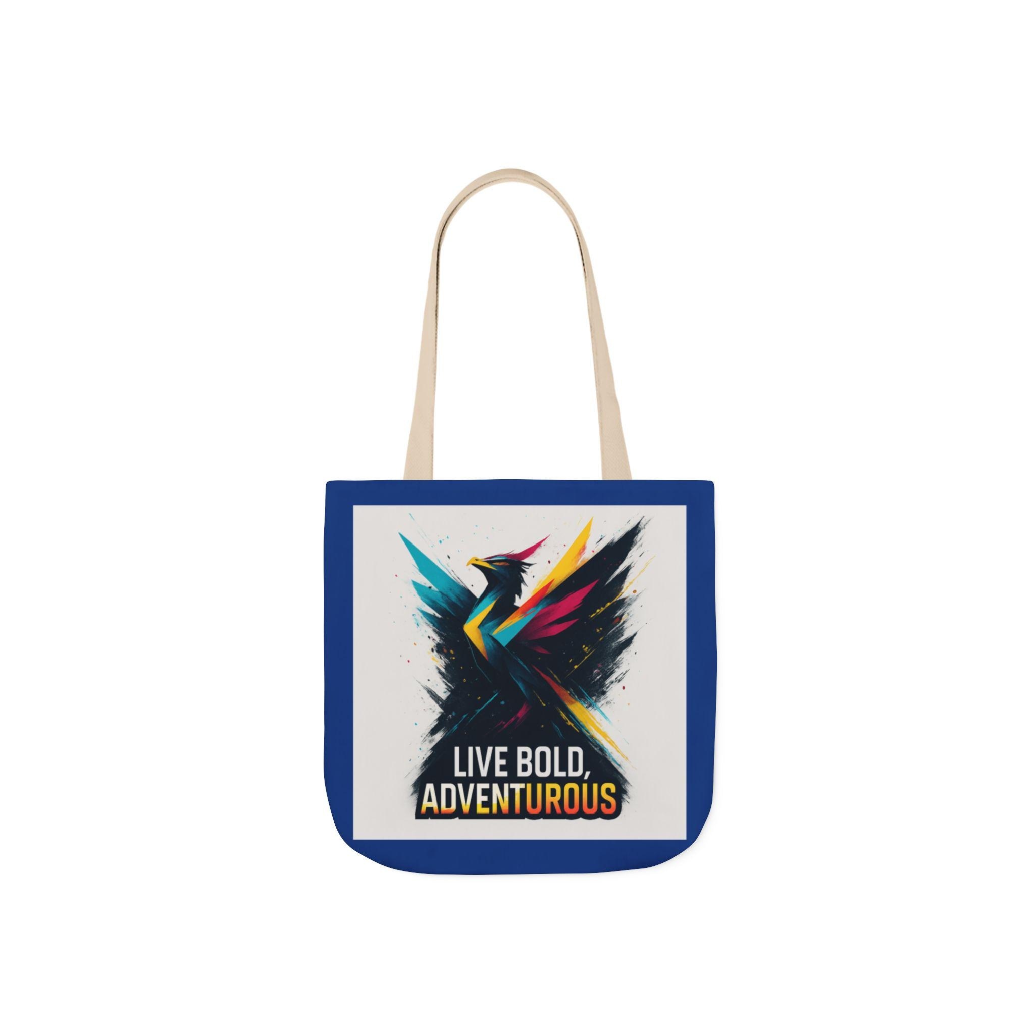Live Bold Adventurous Phoenix Tote Bag | Canvas Tote with Colorful Straps