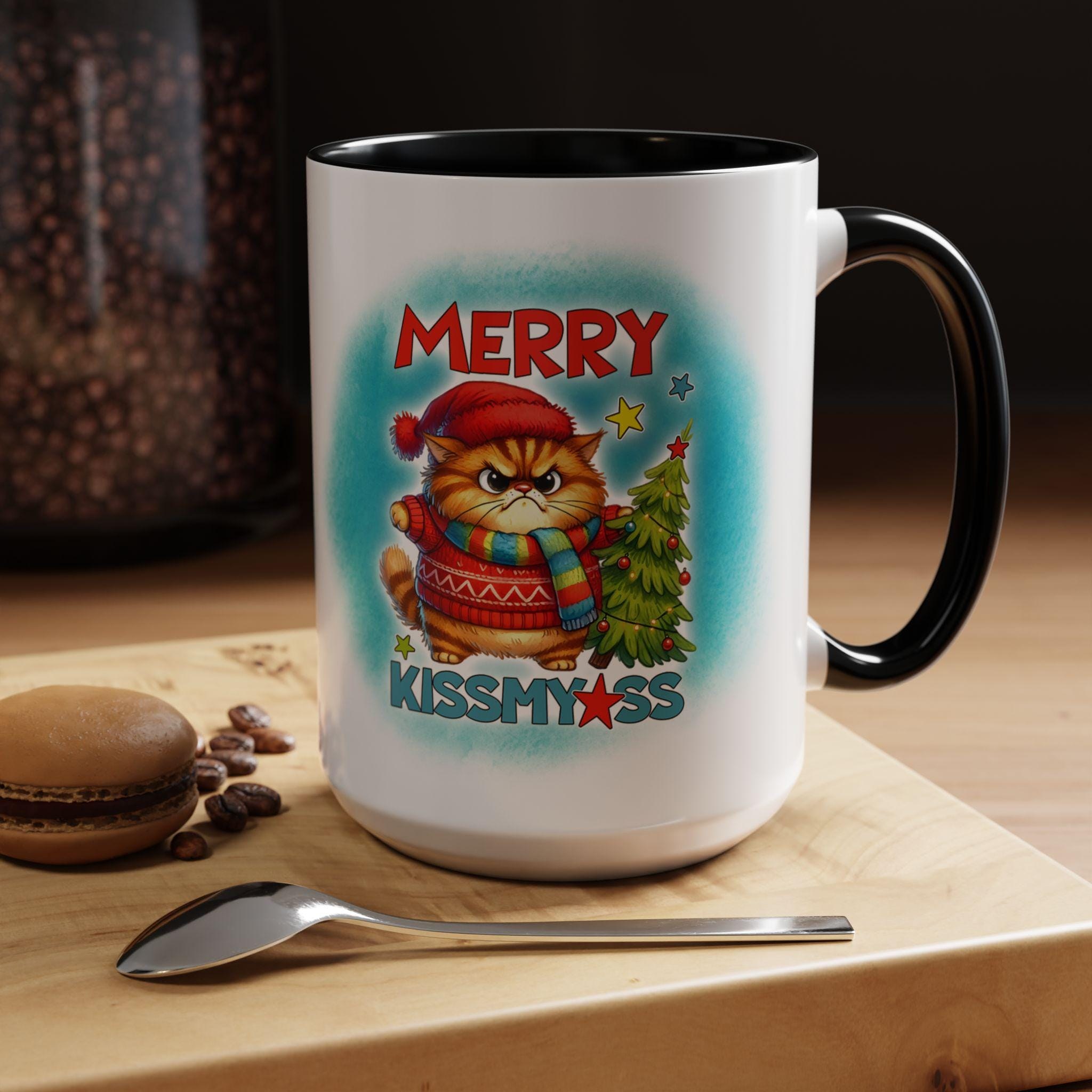 Merry Cat with Christmas Tree Mug | Accent Coffee Mug 11oz 15oz