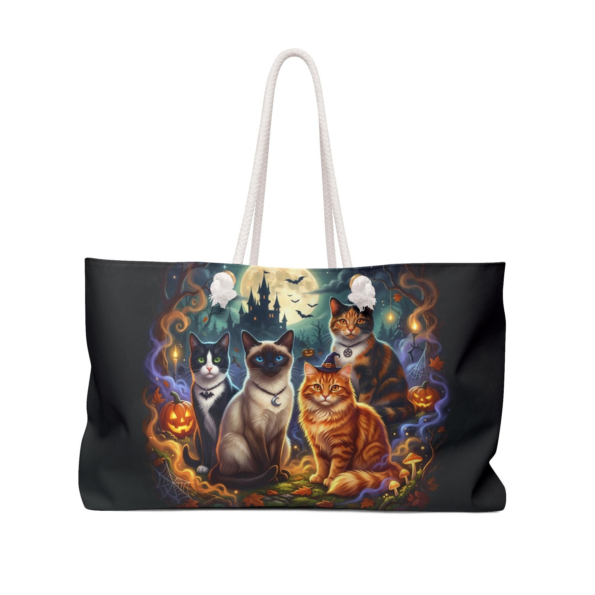 Mystical Halloween Cats Weekender Bag | Spooky Pumpkin Night