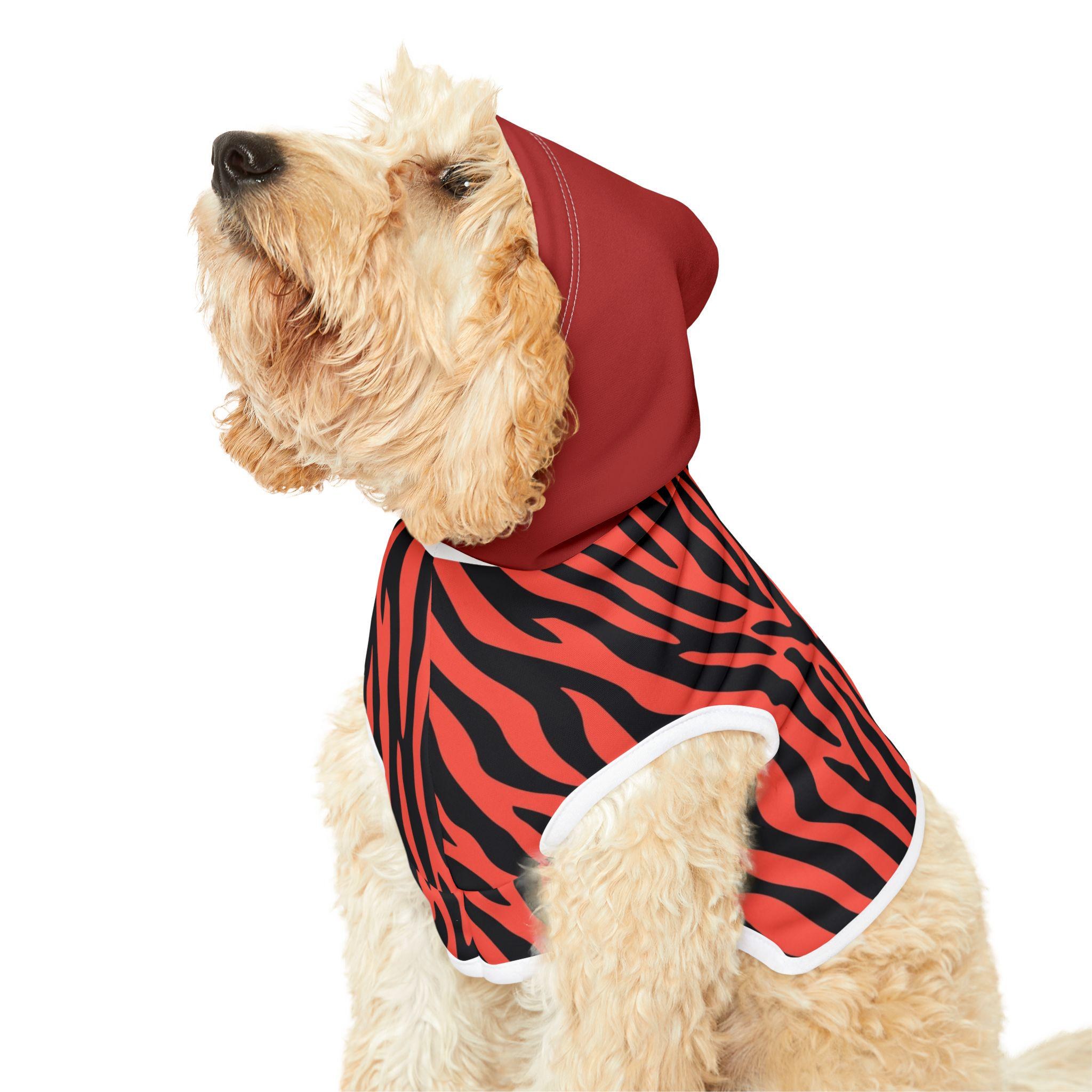 Red Black Zebra Print Pet Hoodie | Animal Print Dog Hoodie
