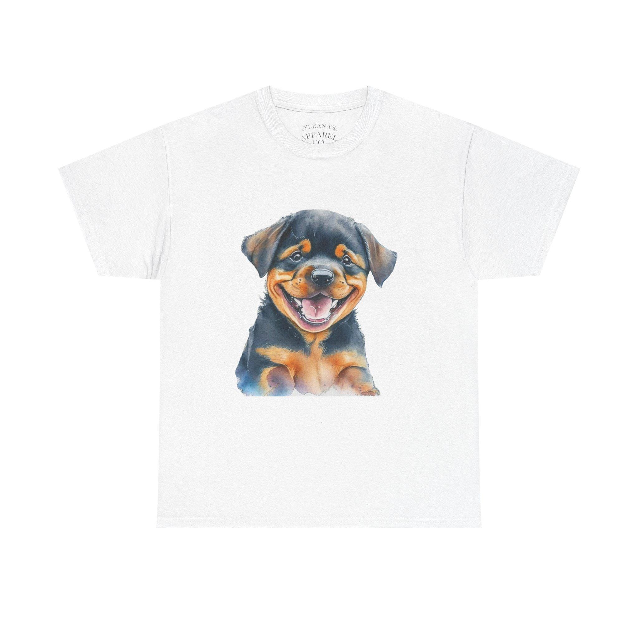 Smiling Rottweiler Puppy T-Shirt | Cute Dog Portrait Tee