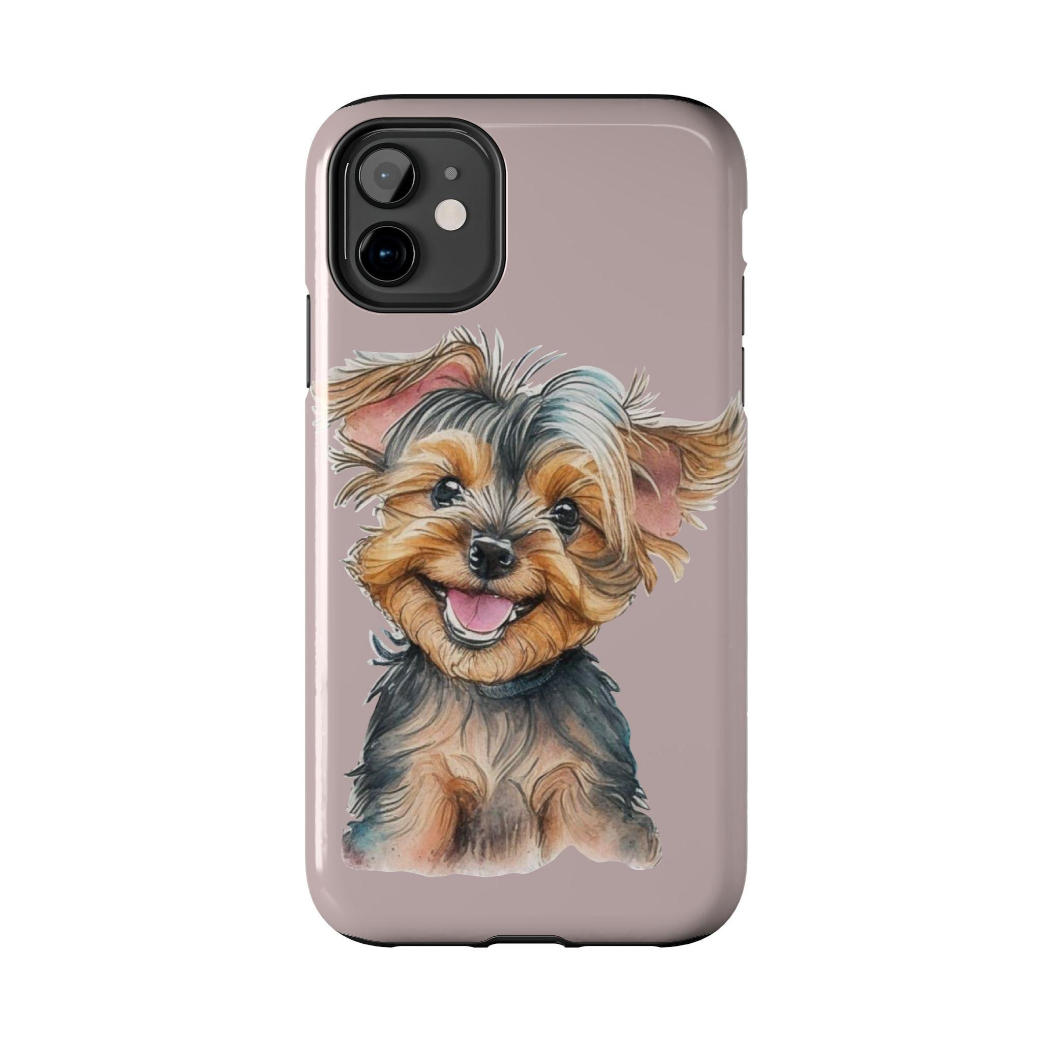 Smiling Yorkie Illustration Phone Case | Cute Dog Art Tough Phone Cases