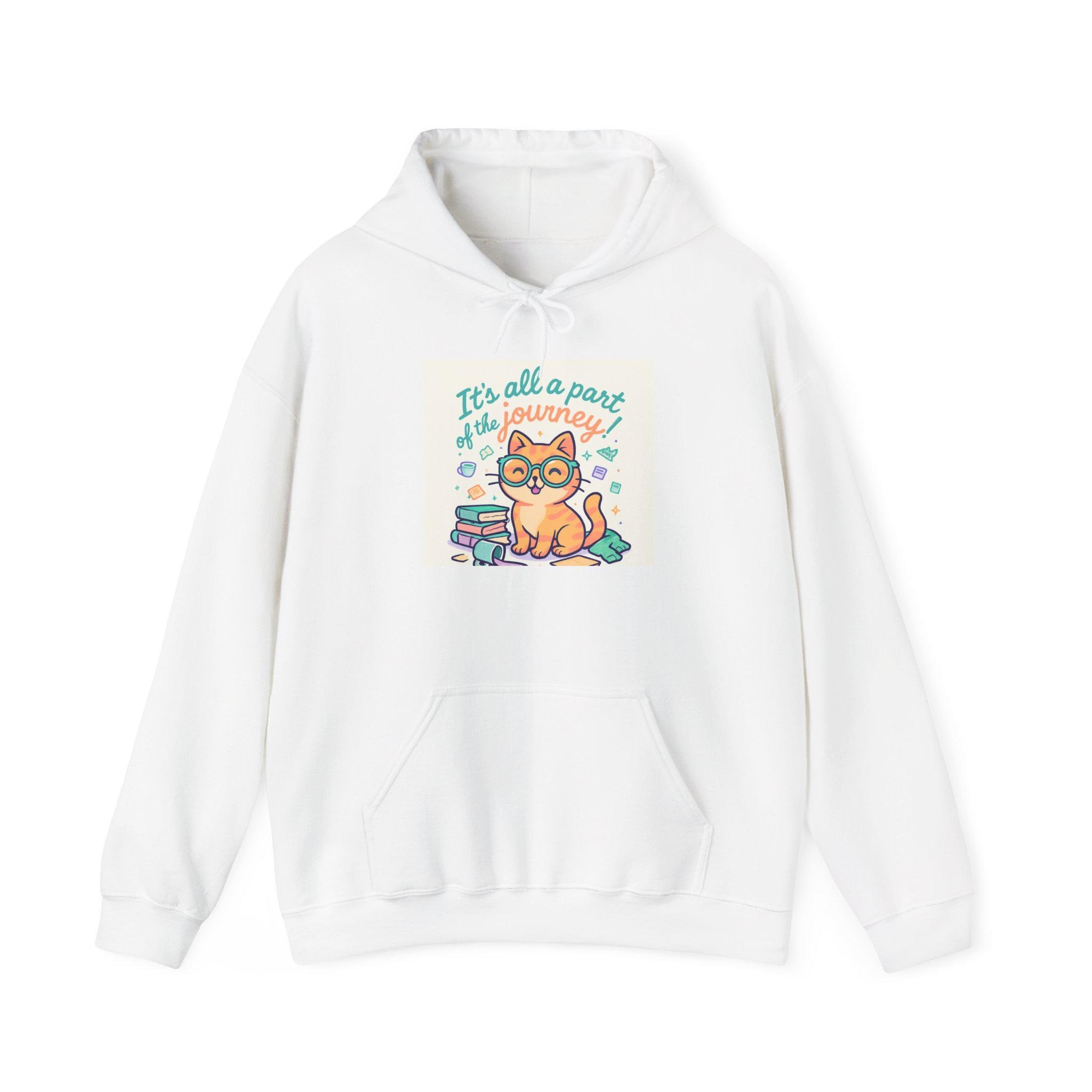 Study Cat Illustration Hoodie | "It's Still a Party at the Library" Cute Bookish Design