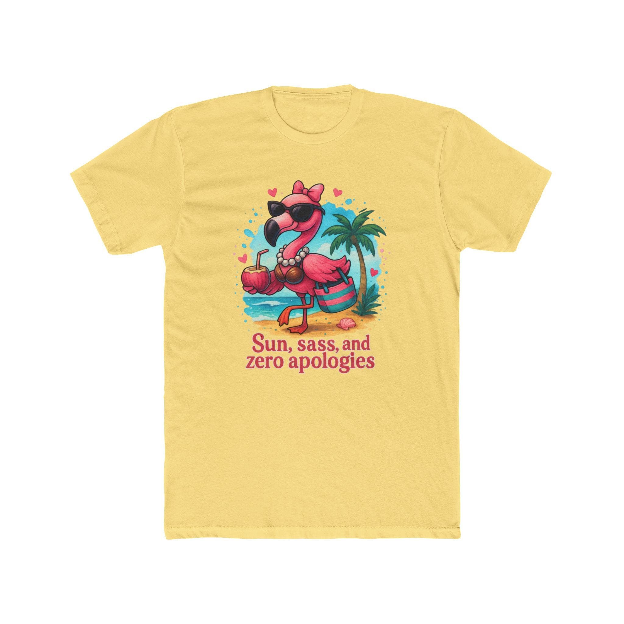 Sun, sass, and zero apologies Flamingo Tee | Retro Beach Illustration